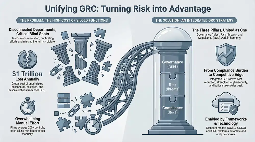 GRC 101: Understanding Governance Risk and Compliance Infographic about Governance Risk and Compliance