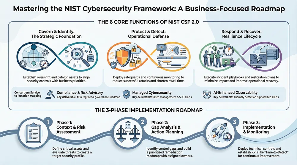 Implementing the NIST Cybersecurity Framework Infographic about Implementing the NIST Cybersecurity Framework