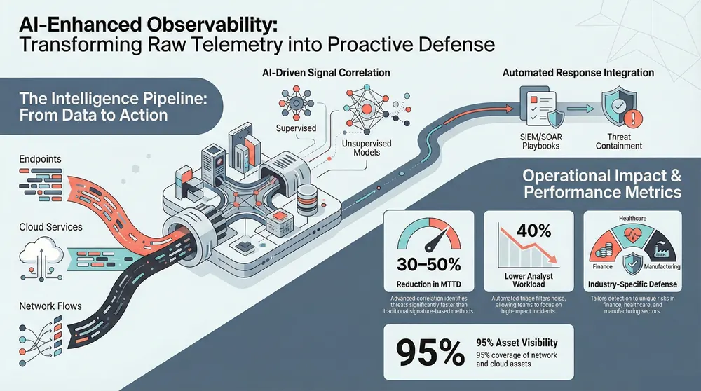 Leveraging AI for Deep Cybersecurity Observability Infographic about Leveraging AI for Deep Cybersecurity Observability